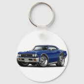 1966 Chevelle Dark Blue Car Sleutelhanger (Voorkant)