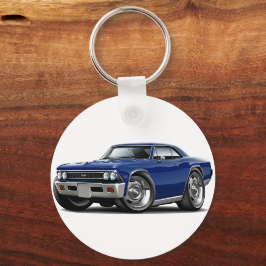 1966 Chevelle Dark Blue Car Sleutelhanger (Voorkant)