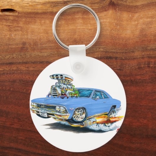 1966 Chevelle Light Blue Car Sleutelhanger (Voorkant)