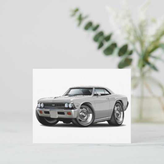 1966 Chevelle White Car Briefkaart (Staand voorkant)
