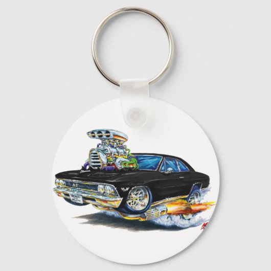 1966 Chevelle zwarte auto Sleutelhanger (Voorkant)