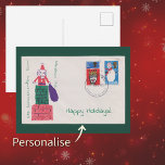 1966 Christmas First Day Cover | Antique Holiday Briefkaart<br><div class="desc">Share a touch of whimsical nostalgia this festive season with this antique 1966 Christmas postage stamp postcard, perfect for the analogue archivist. Featuring a striking, high-resolution scan of the original British holiday First Day Cover—complete with charming, retro illustrations of Father Christmas and a snowman—this piece of digitised postal history provides...</div>