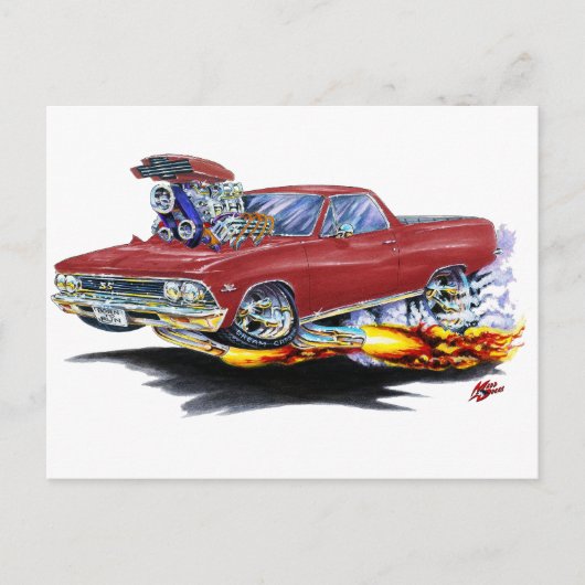 1966 El Camino Maroon Truck Briefkaart (Voorkant)