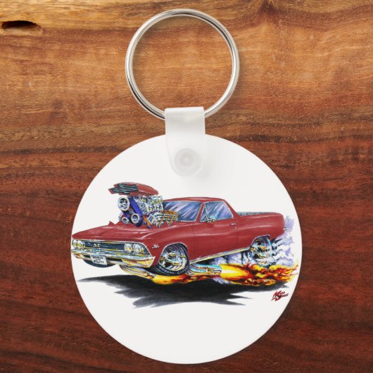 1966 El Camino Maroon Truck Sleutelhanger (Voorkant)