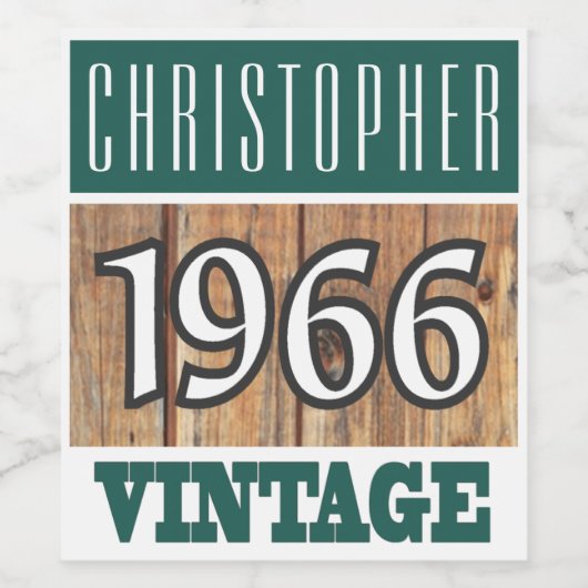 1966 Geboorte Wijn Label Etiket (Enkel label)