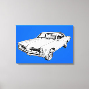 1966 Illustratie van Pontiac Lemans Canvas Afdruk