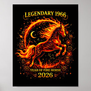 1966 Jaar van het Vuurpaard 60e Verjaardag Chinees Poster