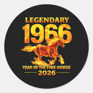1966 Jaar van het Vuurpaard 60e Verjaardag Chinees Ronde Sticker