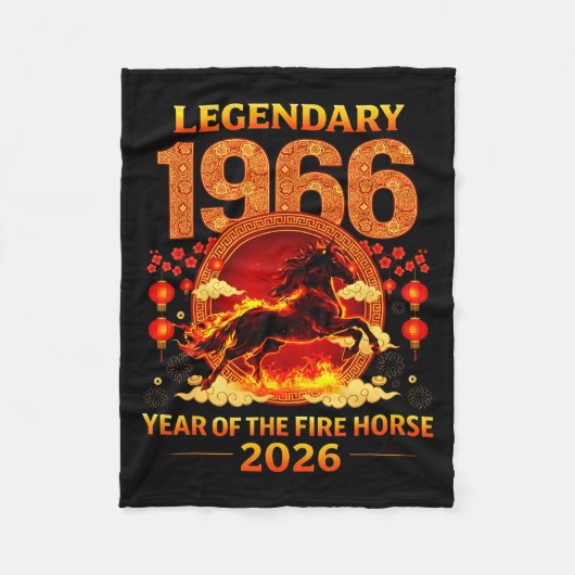 1966 Jaar Van Het Vuurpaard 60ste Verjaardag Chine Fleece Deken (Voorkant)
