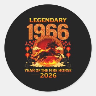 1966 Jaar Van Het Vuurpaard 60ste Verjaardag Chine Ronde Sticker