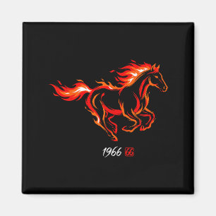 1966 Jaar Vuur Paard 60e Grafische Kunst Magneet