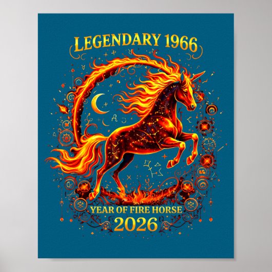 1966 Jaar Vuur Paard 60e Illustratie Poster (Voorkant)