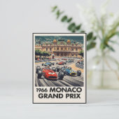 1966 Monaco Grand Prix Vintage Briefkaart (Staand voorkant)