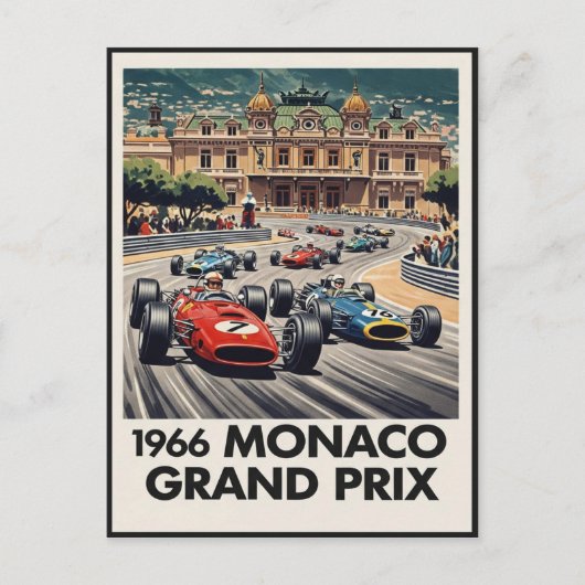 1966 Monaco Grand Prix Vintage Briefkaart (Voorkant)