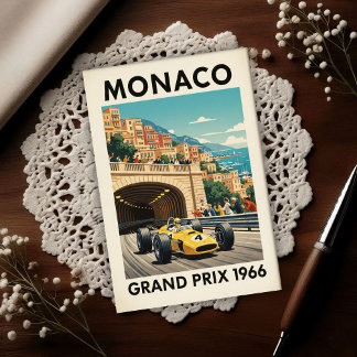1966 Monaco Grand Prix Vintage Briefkaart