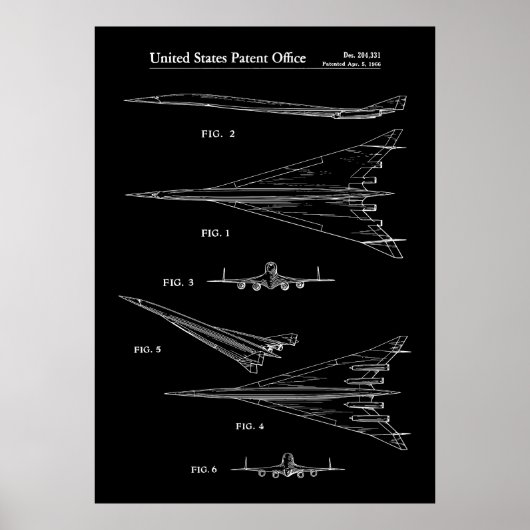 1966 NASA-patent voor vliegtuigen Poster (Voorkant)