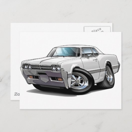 1966 Olds Cutlass White Car Briefkaart (Voorkant / Achterkant)