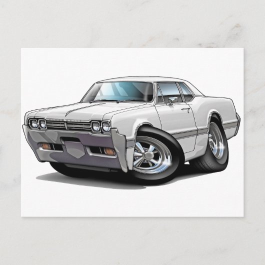 1966 Olds Cutlass White Car Briefkaart (Voorkant)