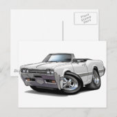 1966 Olds Cutlass White Convertible Briefkaart (Voorkant / Achterkant)