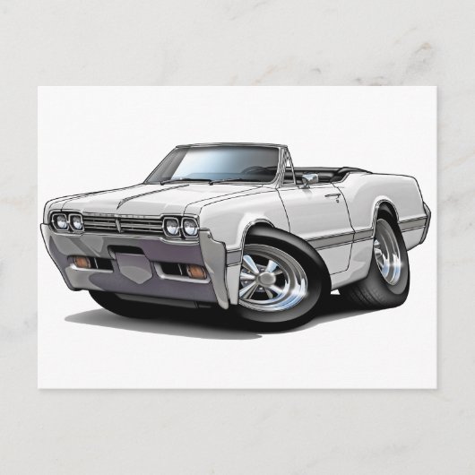 1966 Olds Cutlass White Convertible Briefkaart (Voorkant)