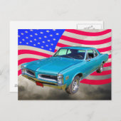 1966 Pontiac Le Mans and American Flag Briefkaart (Voorkant / Achterkant)