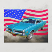 1966 Pontiac Le Mans and American Flag Briefkaart (Voorkant)