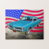 1966 Pontiac Le Mans and American Flag Legpuzzel (Horizontaal)