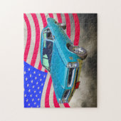 1966 Pontiac Le Mans and American Flag Legpuzzel (Verticaal)