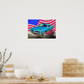 1966 Pontiac Le Mans and American Flag Poster (Keuken)