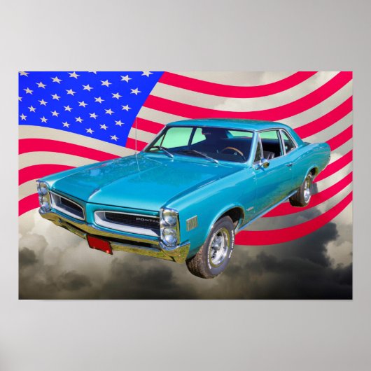 1966 Pontiac Le Mans and American Flag Poster (Voorkant)