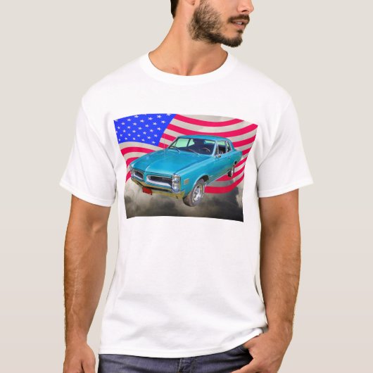 1966 Pontiac Le Mans and American Flag T-shirt (Voorkant)
