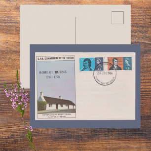 1966 Robert Burns Eerste Dag Omslag Antieke Litera Briefkaart