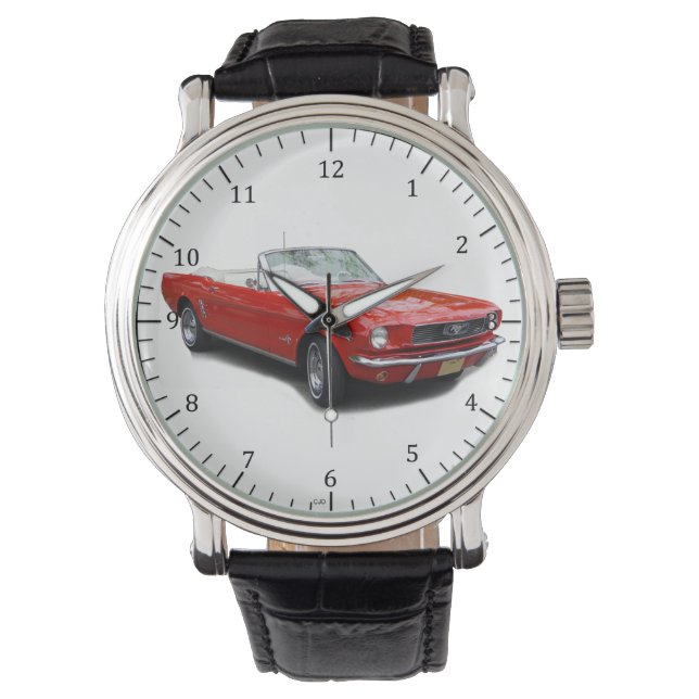 1966 rode cabriolet klassiek autohorloge horloge (Voorkant)