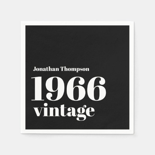 1966 Vintage Name Black 60th Birthday Party Servet (Voorkant)
