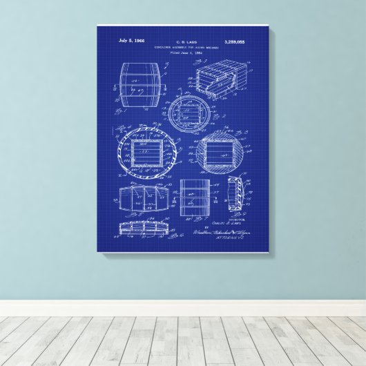 1966 Whiskey Container Art Canvas Afdruk (Insitu (Houten vloer))