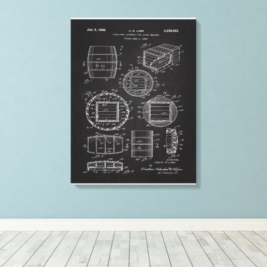 1966 whiskey Container Canvas Afdruk (Insitu (Houten vloer))