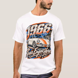 1966 Witte Europese Achtermotor Klassieke Sportwag T-shirt