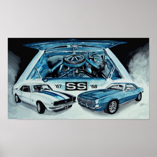1967 1968 Chevy Camaro SS ART DESIGN by VinnyFish Poster (Voorkant)