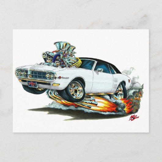 1967-68 Firebird White-Black Top Briefkaart (Voorkant)