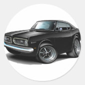 1967-69 Barracuda Black Car Ronde Sticker (Voorkant)
