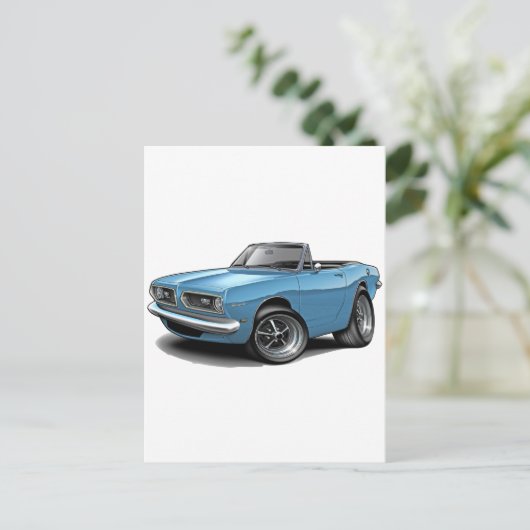 1967-69 Barracuda Lt Blue Convertible Briefkaart (Staand voorkant)