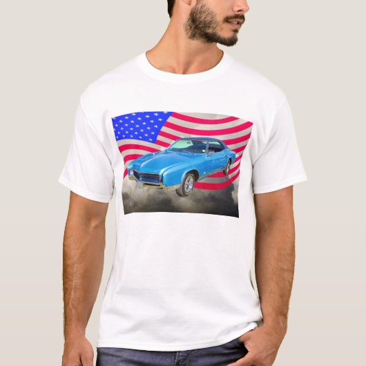 1967 Buick Riviera Musculair auto en Amerikaanse v T-shirt (Voorkant)