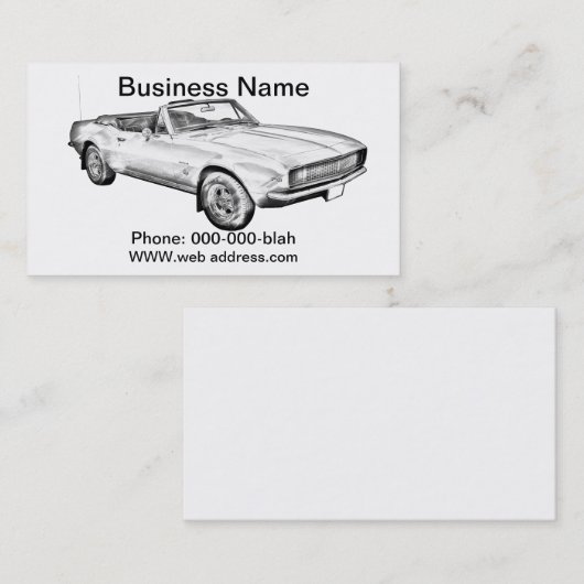 1967 Camaro spier Illustratie auto Visitekaartje (Voorkant / Achterkant)