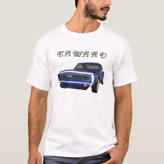 1967 Camaro SS: Blauwe afwerking: 3D-model: T-shir T-shirt (Voorkant)