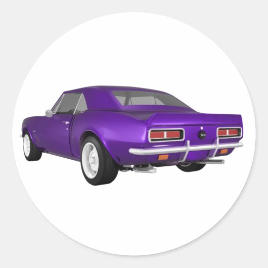 1967 Camaro SS: Paarse finish: 3D model: Ronde Sticker (Voorkant)