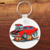 1967 Camaro SS Red-Black Car Sleutelhanger (Voorkant)