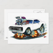 1967 Camaro SS White-Black Car Briefkaart (Voorkant / Achterkant)