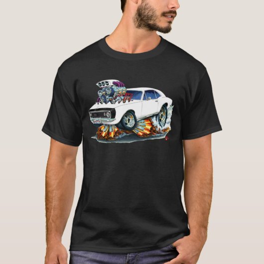 1967 Camaro SS White-Black Car T-shirt (Voorkant)