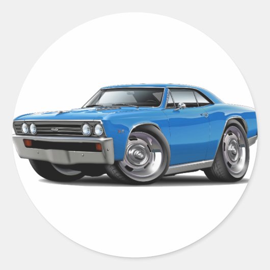 1967 Chevelle Blue Car Ronde Sticker (Voorkant)