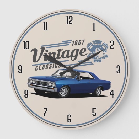1967  Chevelle Classic Car Large Clock Grote Klok (Voorkant)